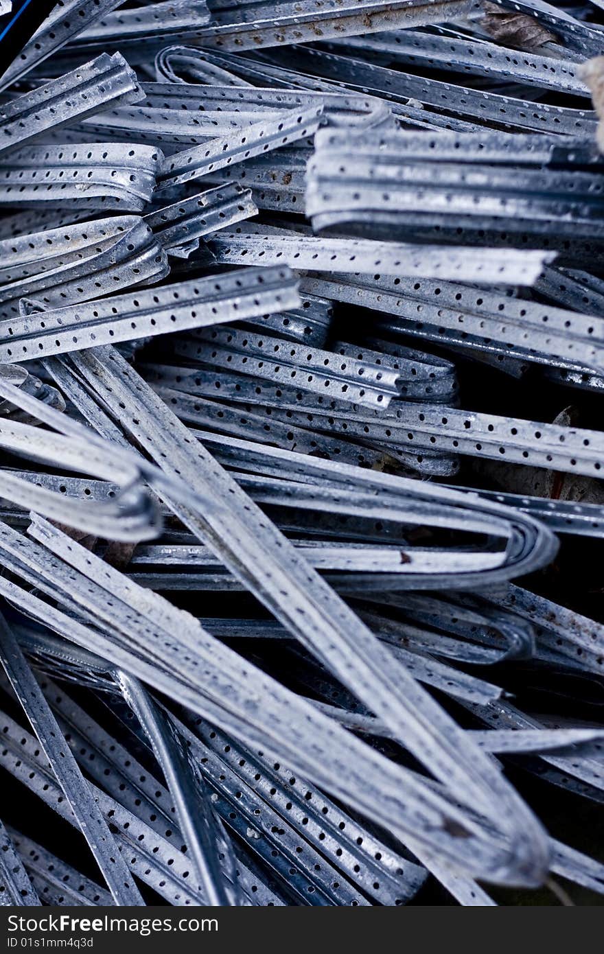 Pile of crushed aluminum sticks