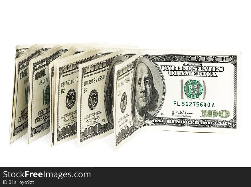 One hundred dollars on white background