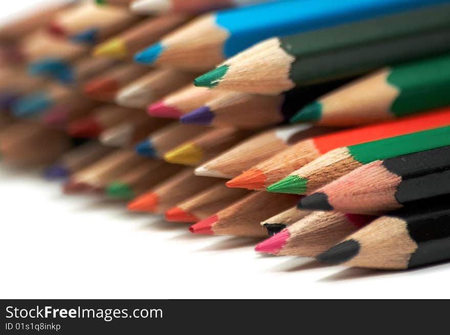 Set of color pencils on a white background. Set of color pencils on a white background