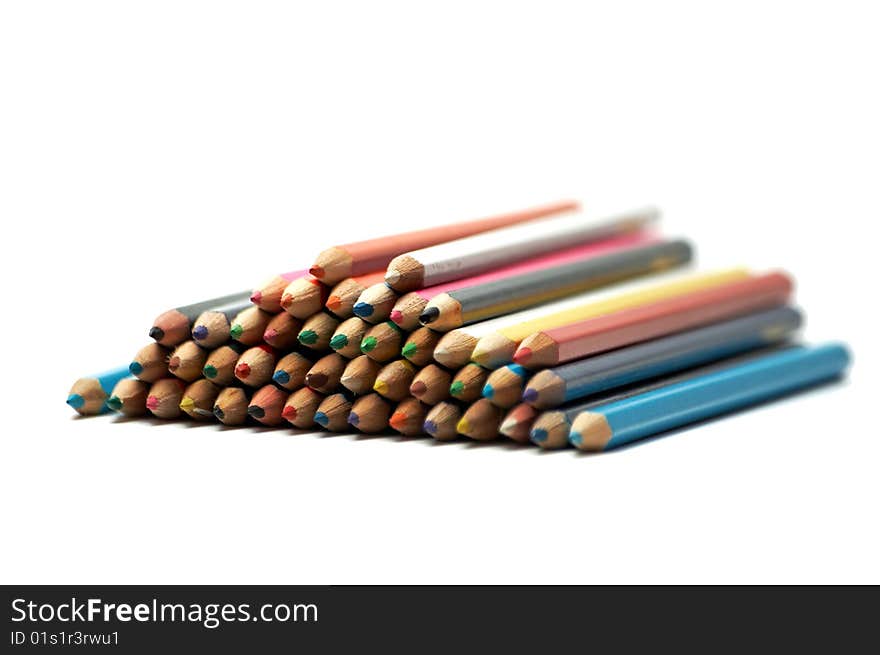 Set of color pencils on a white background. Set of color pencils on a white background