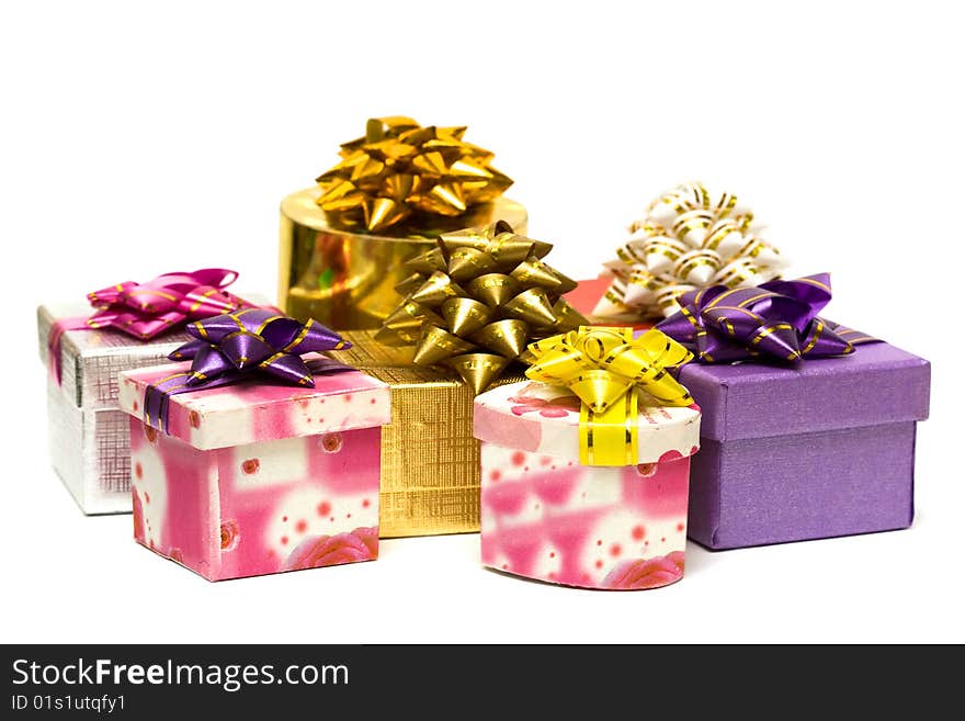 Many gift boxes isolated