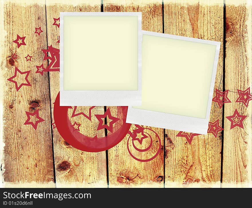 Vintage wooden background with polaroid  frames. Vintage wooden background with polaroid  frames