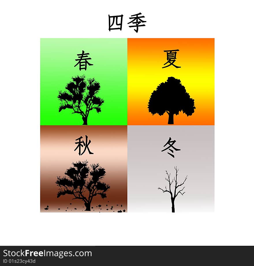 Four Seasons - Chinese Illustration