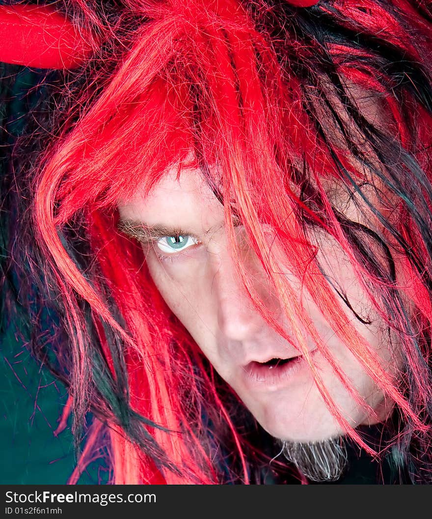 Night red hair davil , studio shot