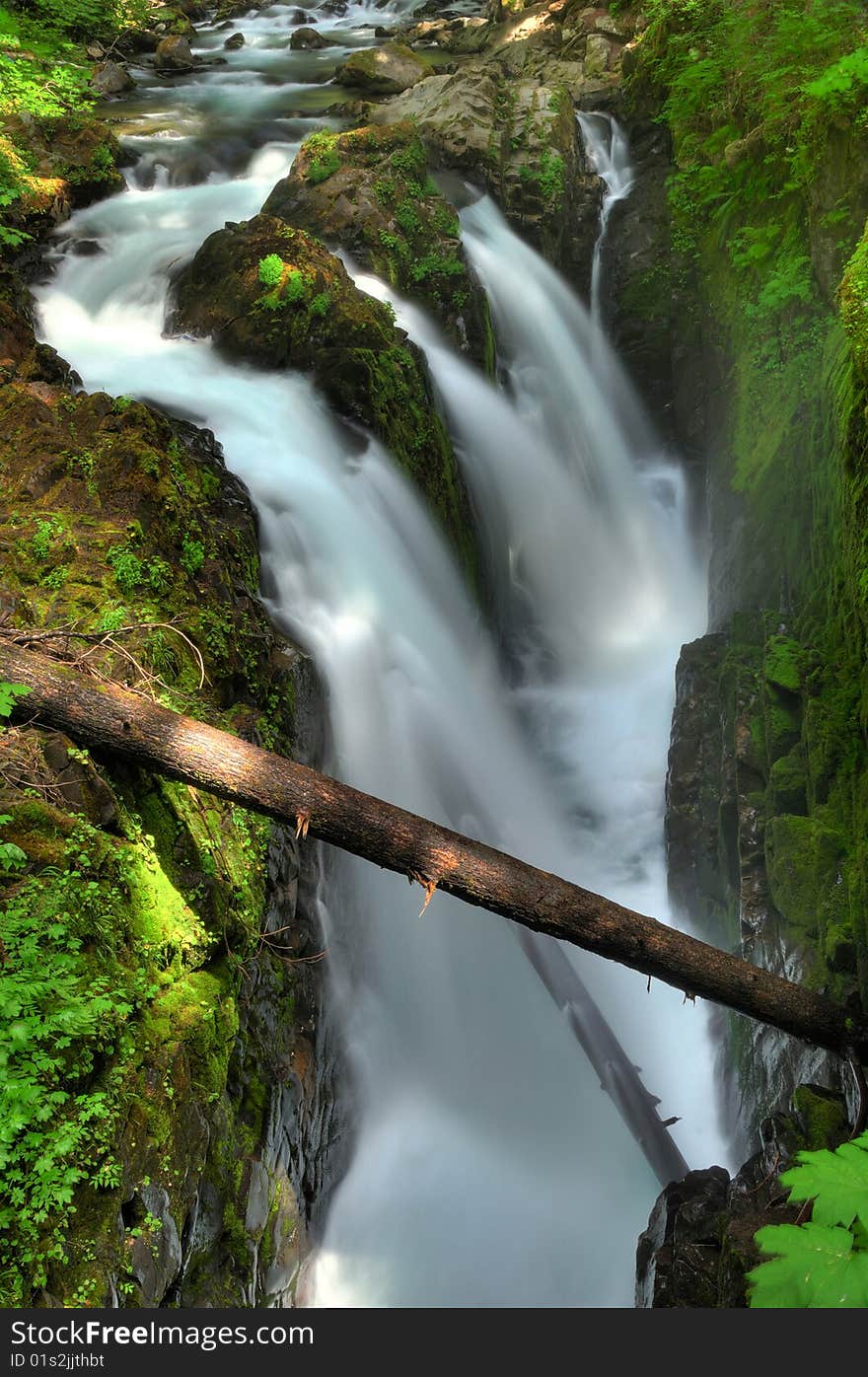 Beautiful Sol duc Falls at Olympic rainforest