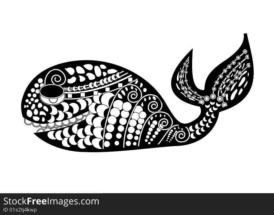 Patterned fish in ethnic style on a white background. Patterned fish in ethnic style on a white background