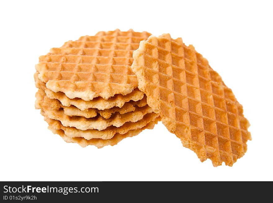 Waffles isolated in white background. Close-Up