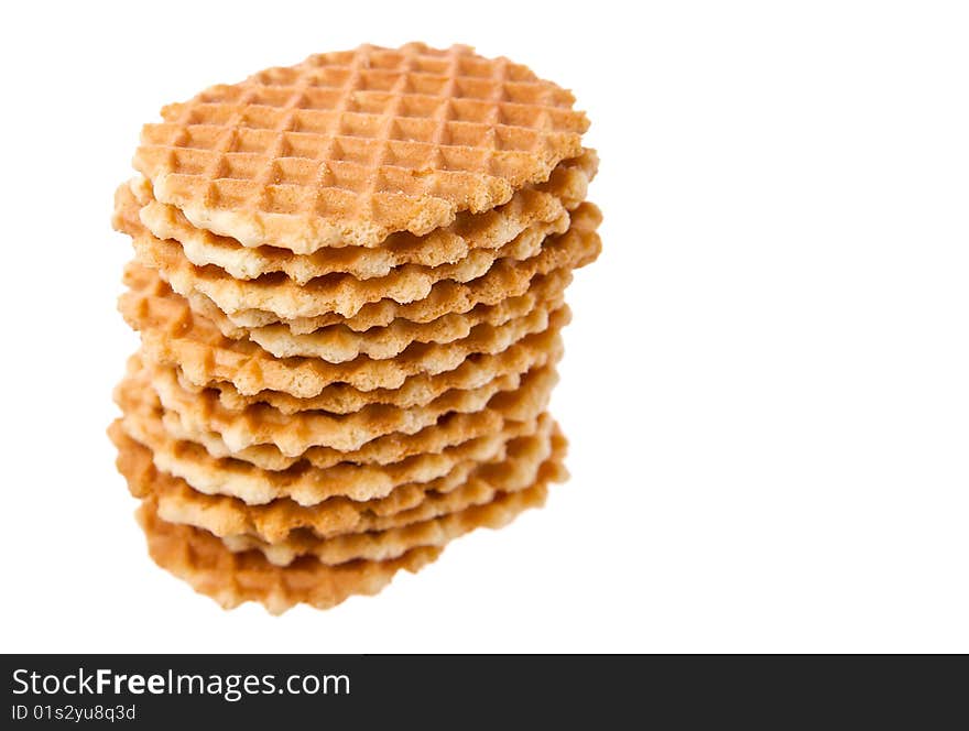 Waffles isolated in white background. Close-Up