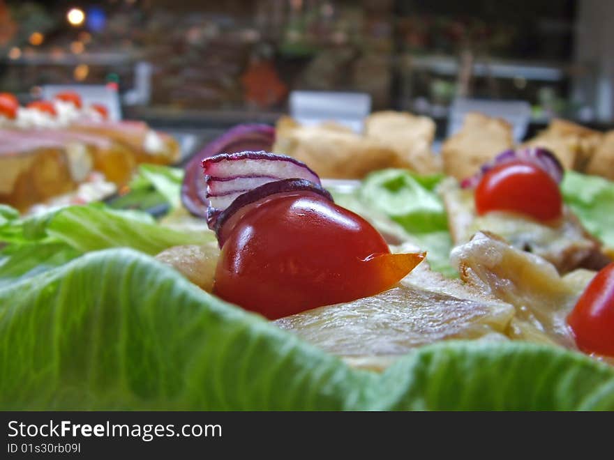 Cold buffet tuna salad with tomato. Cold buffet tuna salad with tomato