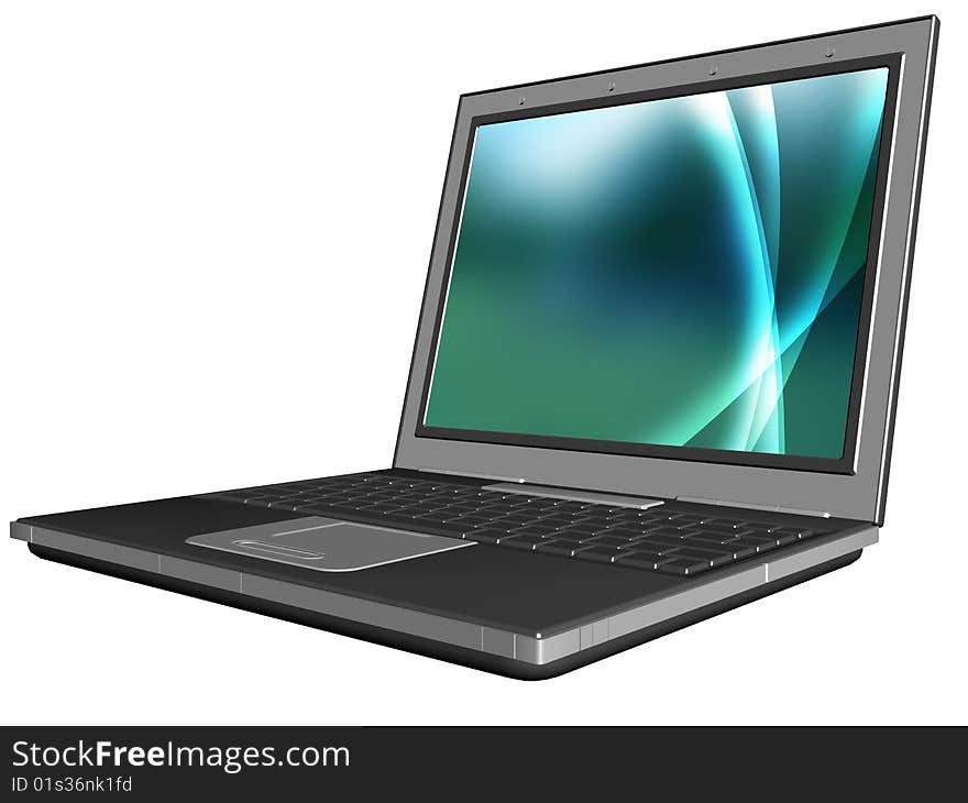 Blank laptop  3d isolated on a white background