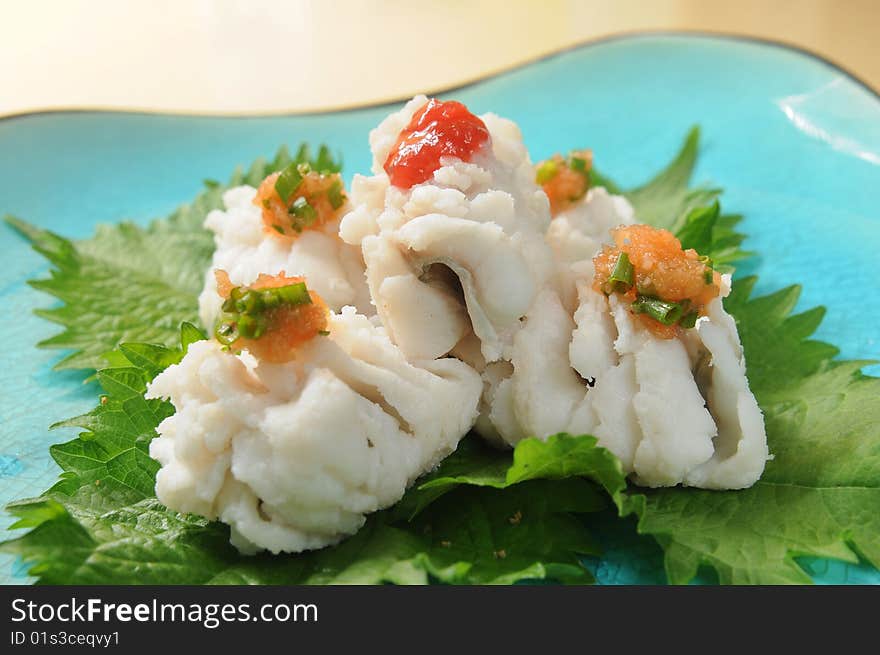 Japanese sashimi food on dish. Japanese sashimi food on dish