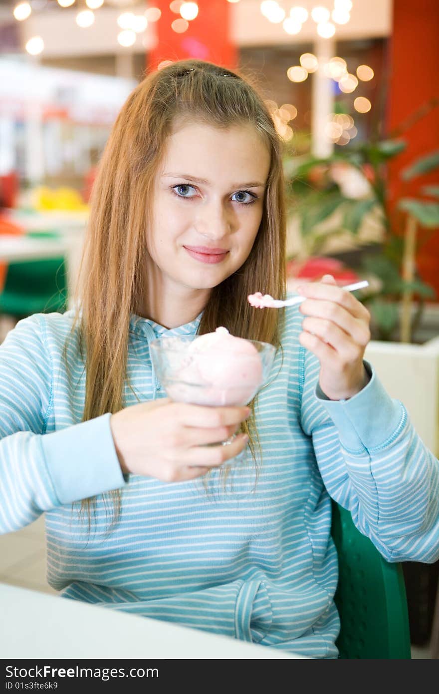 Young woman with ice cream