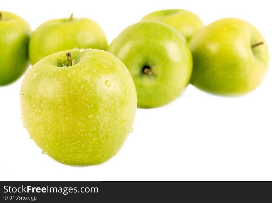 green apples isolated on white background