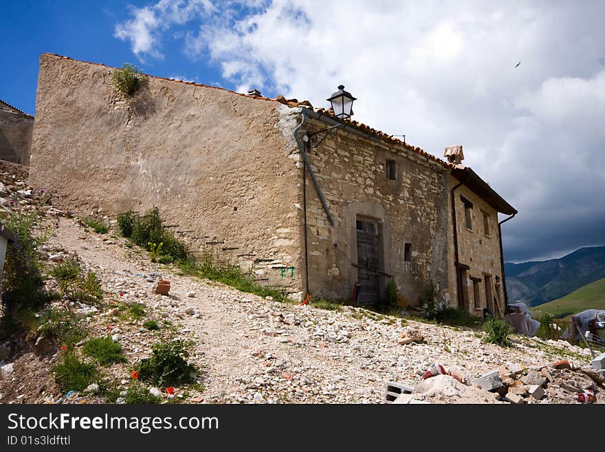 Photo of isolated house under construction