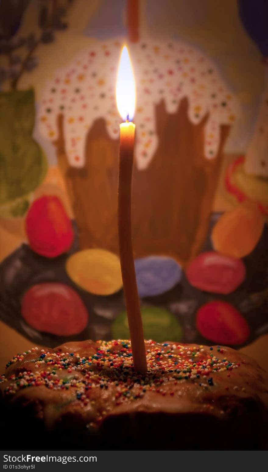 Easter cake with candle