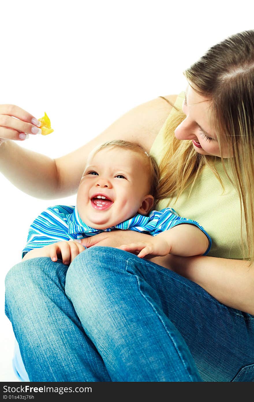 Mother feeding a baby