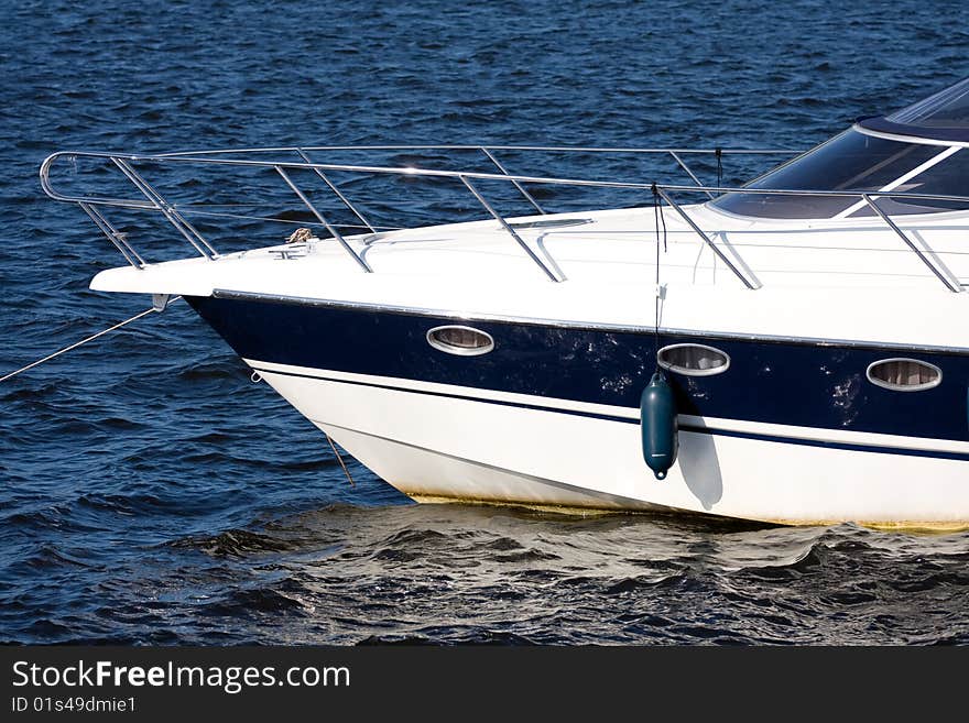 Powerboat on a background sea .