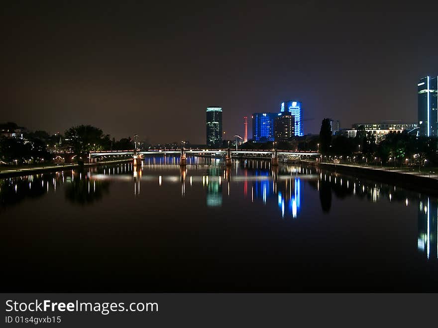 Frankfurt Skyline at Night, Frankfurt bei Nacht. Frankfurt Skyline at Night, Frankfurt bei Nacht