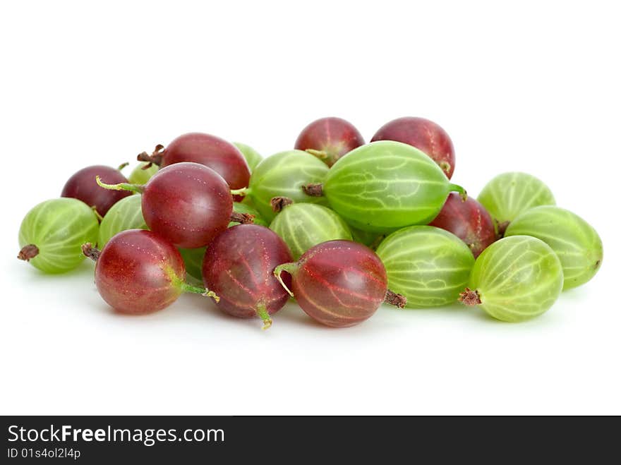 Pile of red and green gooseberries