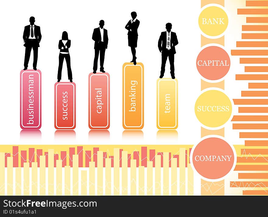 Vector illustration of business people ... world biz