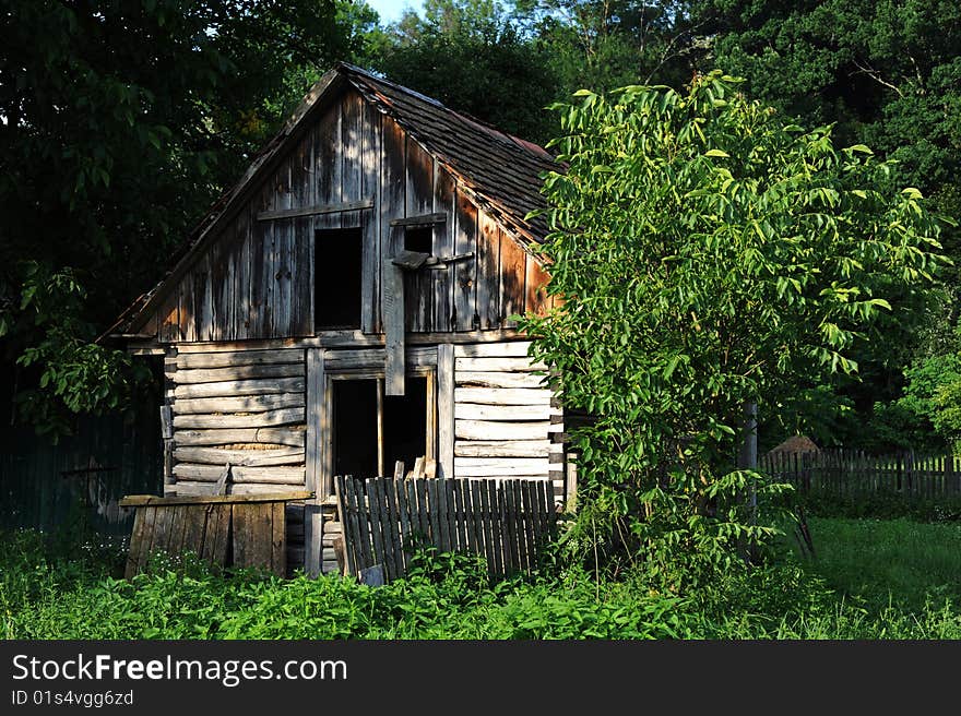 Old Hut In Country Landscape