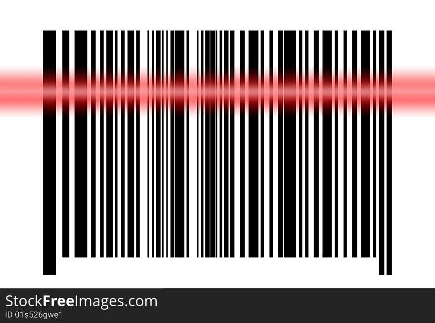 Empty bar code over white background with red laser