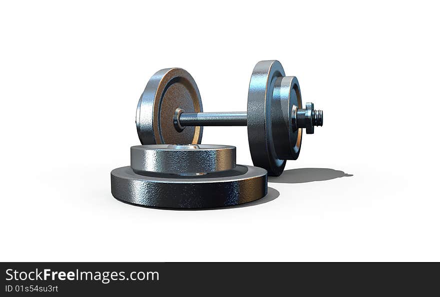 Isolated dumbbell on white background - 3d render