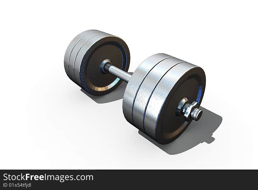 Isolated dumbbell on white background - 3d render