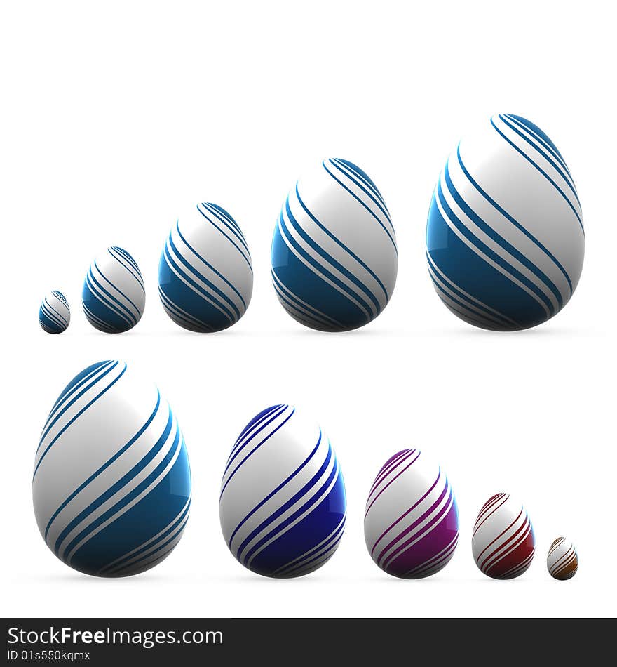 Easter eggs - isolated on white (3d render)