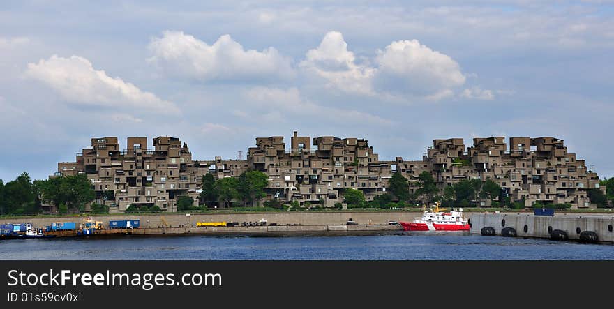 Apartment building along St Lawrence River in Montreal, called HABITAT. Apartment building along St Lawrence River in Montreal, called HABITAT