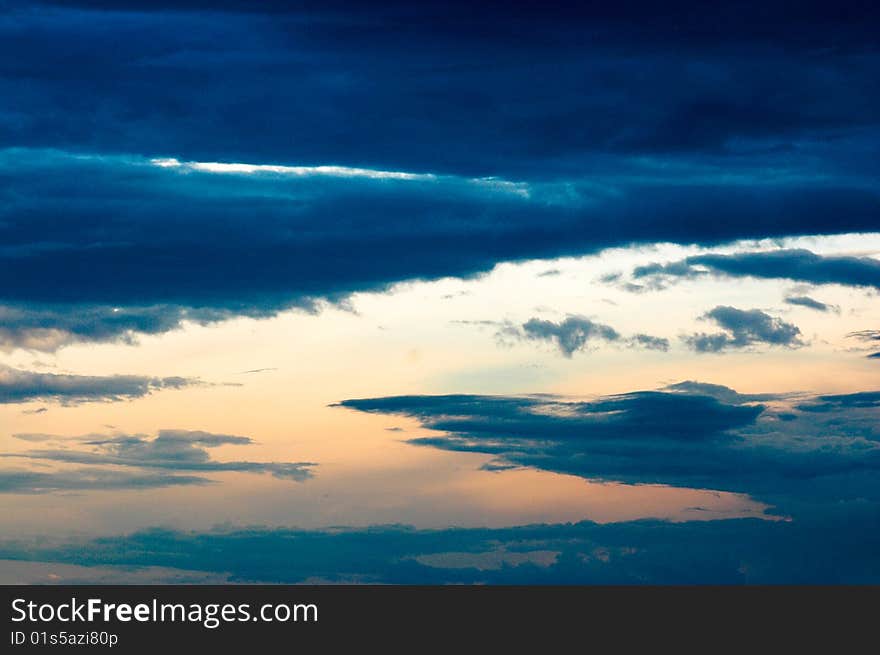 Cloudy summer sky at sunset. Cloudy summer sky at sunset