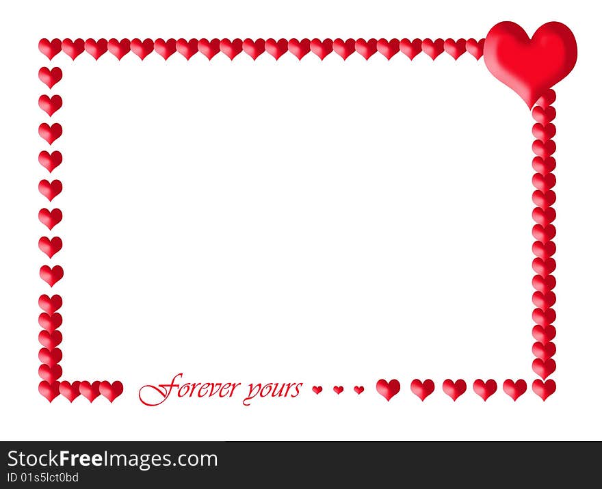 Frame of red emboss hearts. Frame of red emboss hearts