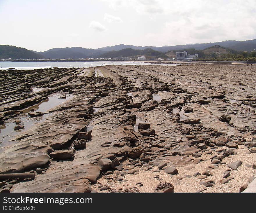 Ogre's Washboard rock formations at Aoshima, a small island near Miyazaki, Japan