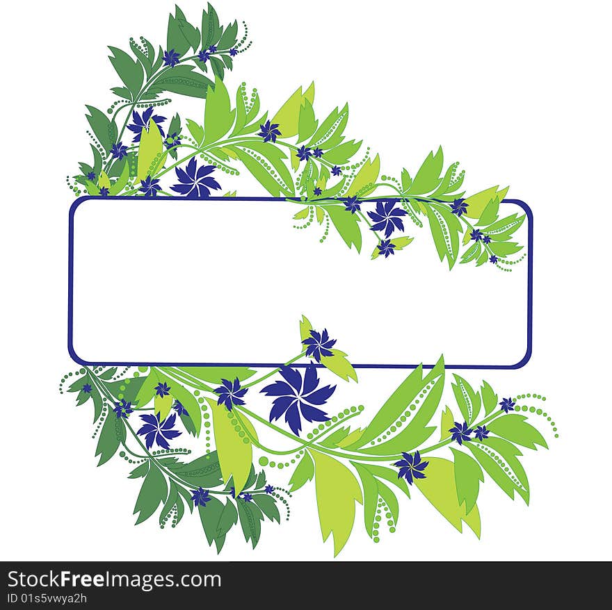 The vector illustration contains the image of blue flowers