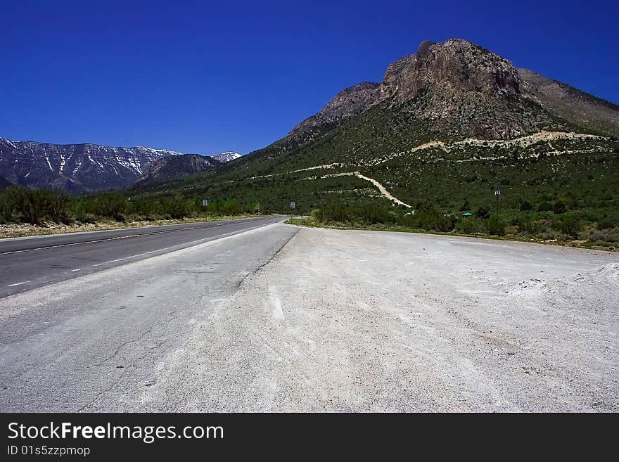 Nobody on the road going among the mountains. Nobody on the road going among the mountains