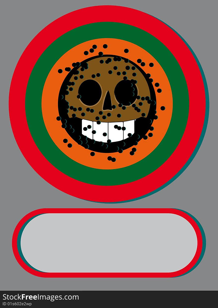 Target with illustration skull plus box text. Target with illustration skull plus box text