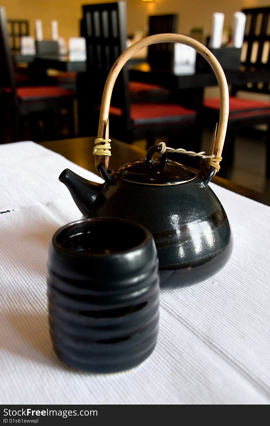 Japan Black Ceramics Teapot and Cup