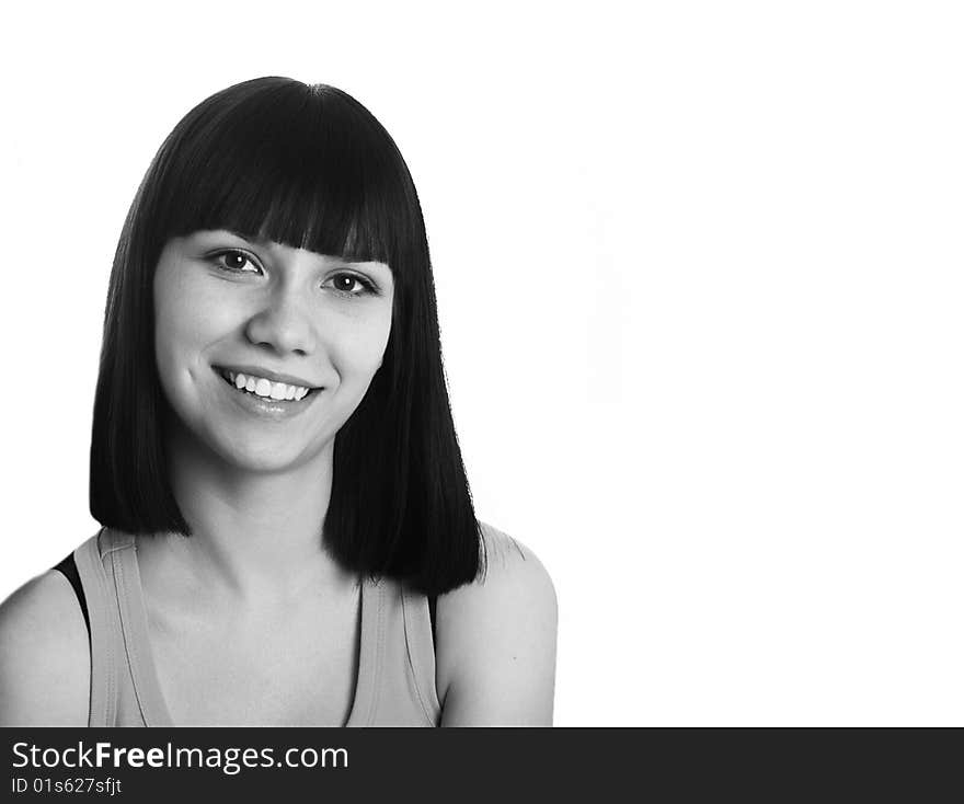 Black hair young woman portrait. Black hair young woman portrait