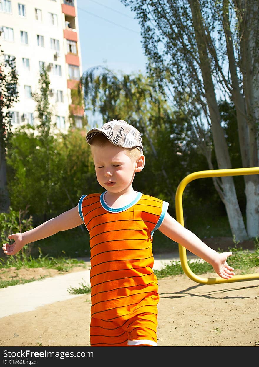 The boy on walk in the summer. The boy on walk in the summer