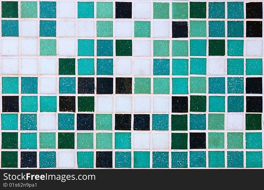 Tile mosaic in the green-tone