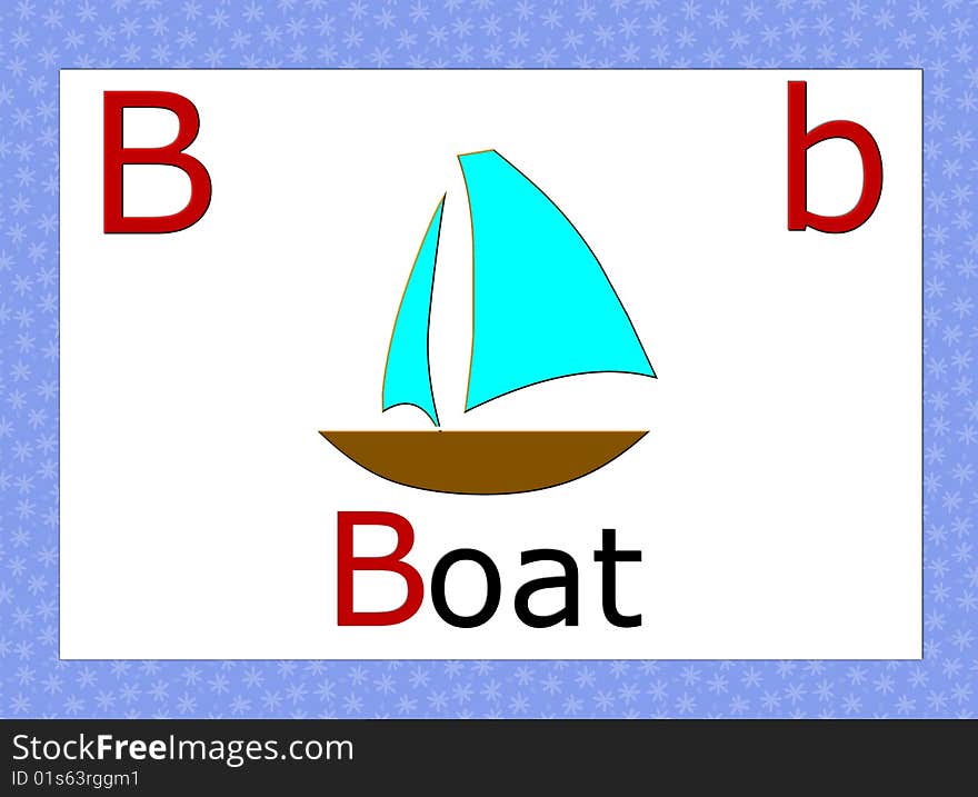 Individual english alphabet, whit boat- illustration