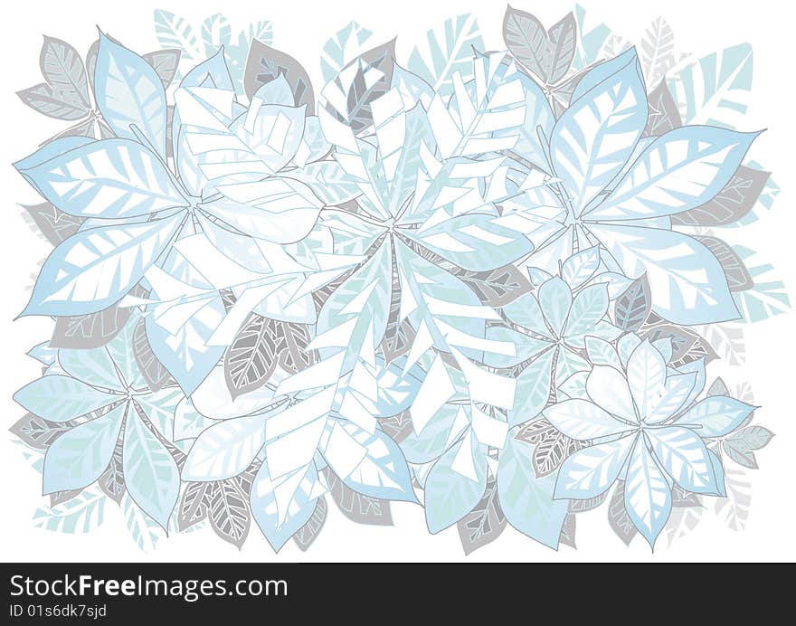 Blue and gray leaves make up a gentle background