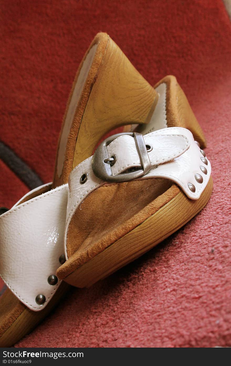 Two Beautiful white sandal summer leather shoes. Two Beautiful white sandal summer leather shoes