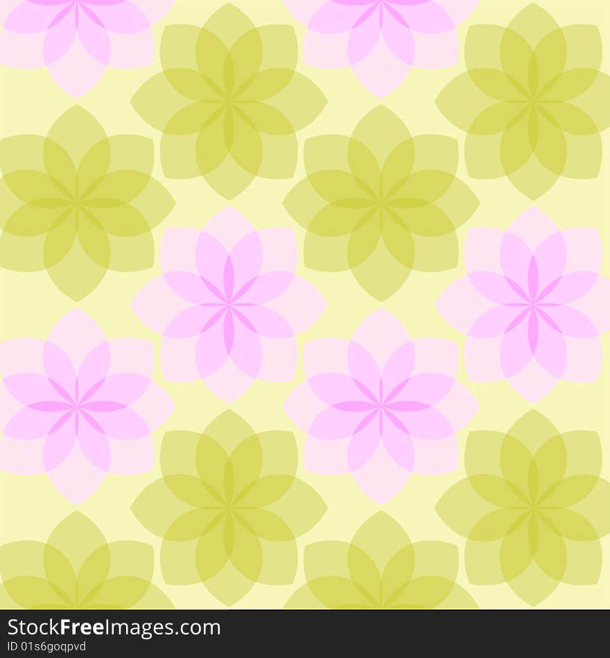 Yellow wallpaper from the stylized flowers