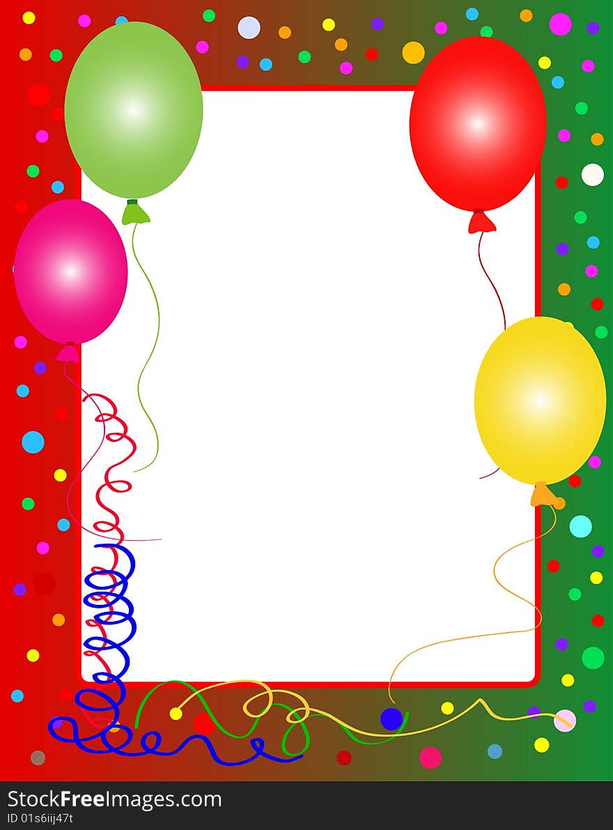 Illustration of a colorful party background with balloons