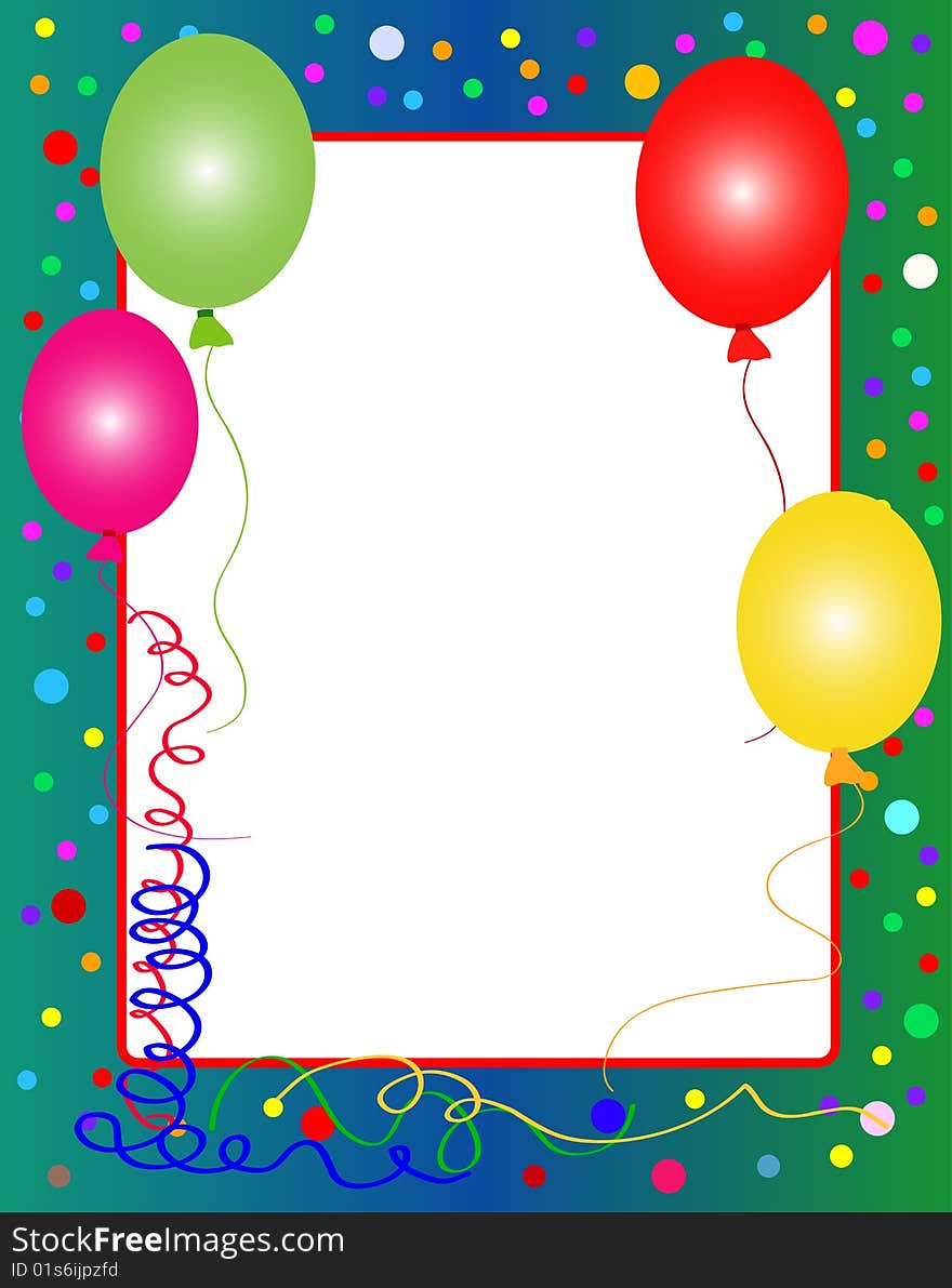 Illustration of a colorful party background with balloons