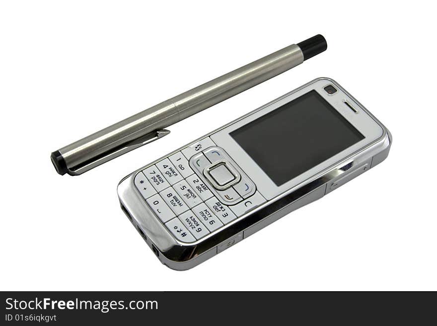 mobile phone and pen