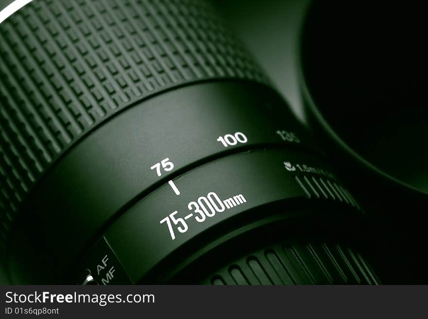 A lens with marked focal length