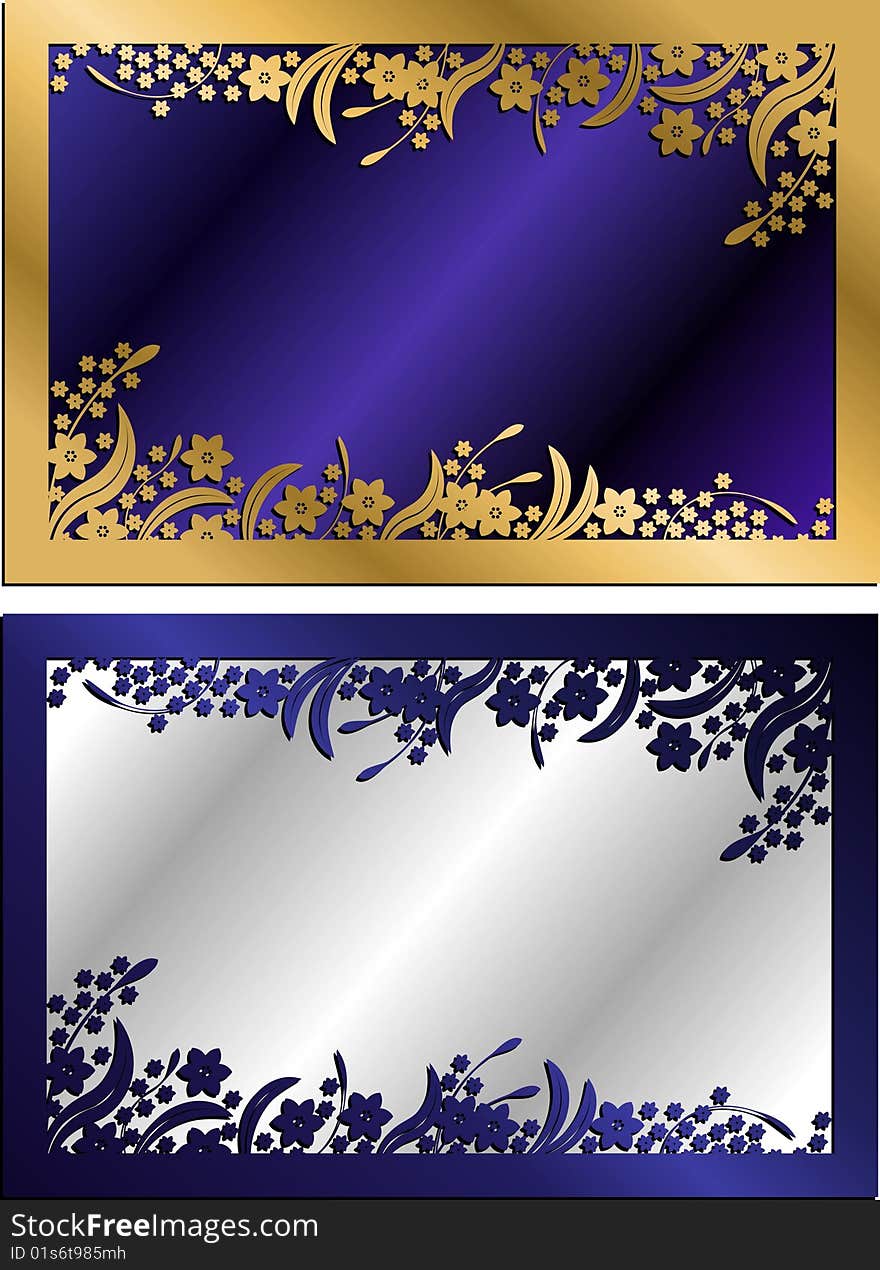 Flower and leaf vector frames. Flower and leaf vector frames