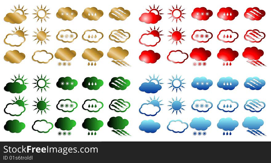 Weather colored icons for web. Weather colored icons for web